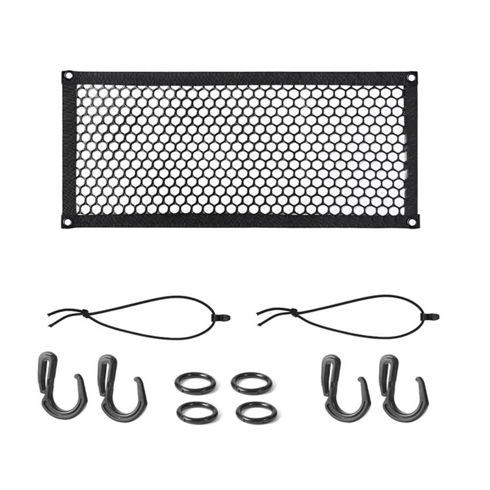Foldable Mesh Net For Camping Carts With Elastic And Four Hooks For Canopy Side Table Or Trailer Mounted Storage UseAAAA