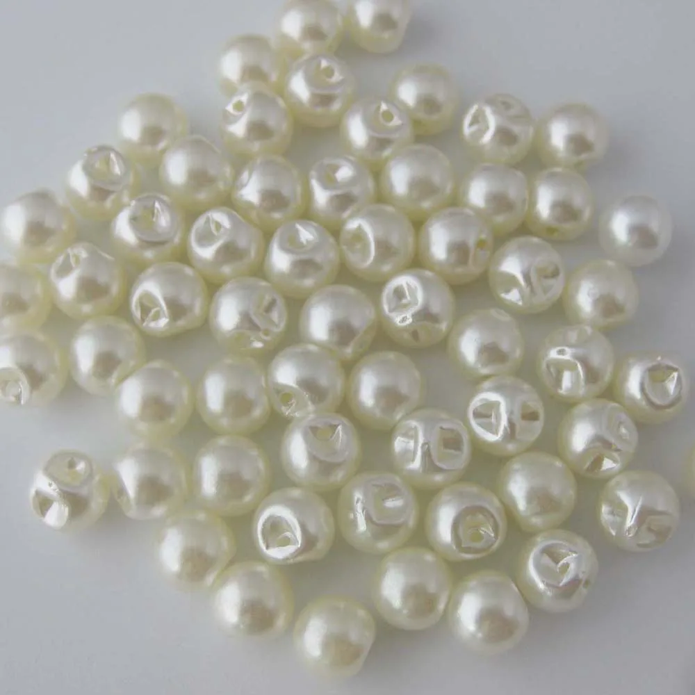 200Pcs Side Hole Cream Color Plastic Pearl Buttons For Garment 6mm/8mm/10mm/12mm DIY Sewing Accessories