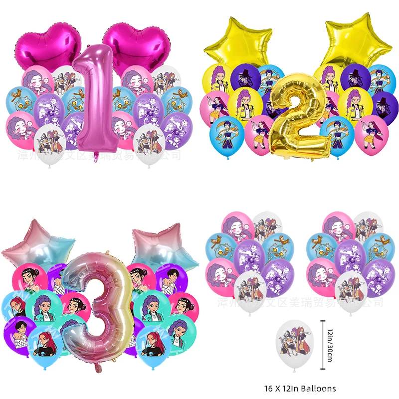 Conjunto de balões KPop Demon Hunteres, decoração de festa de aniversário, decorações de chá de bebê, o local é definido com adereços, decoração de casa