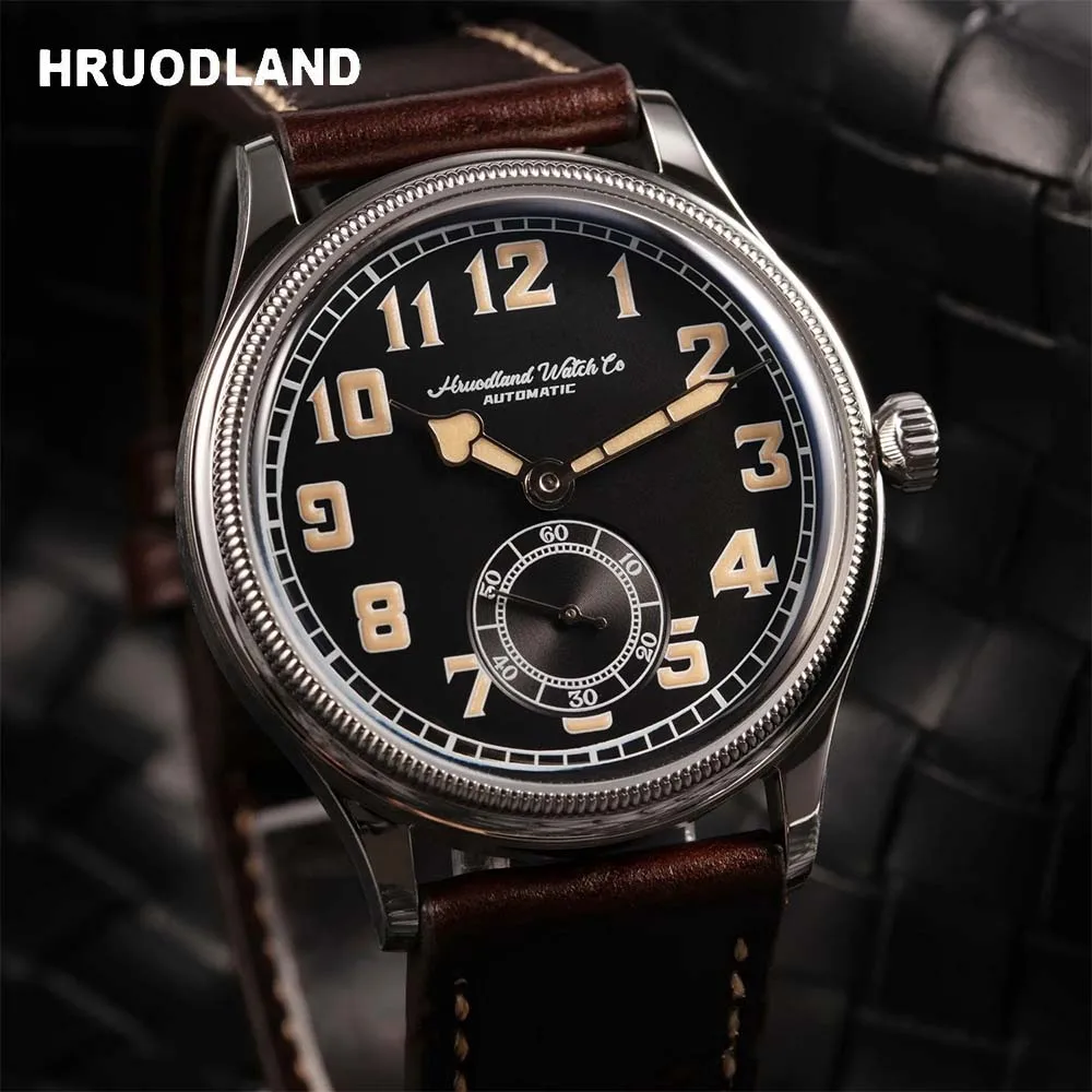 Hruodland Retro Classic Automatic Mechanical Men\'s Watches Stainless Steel Sapphire Brown Leather waterproof Diving reloj hombre