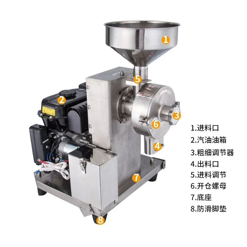 Commercial mobile grain mill, gasoline engine driven, outdoor grain mill mill