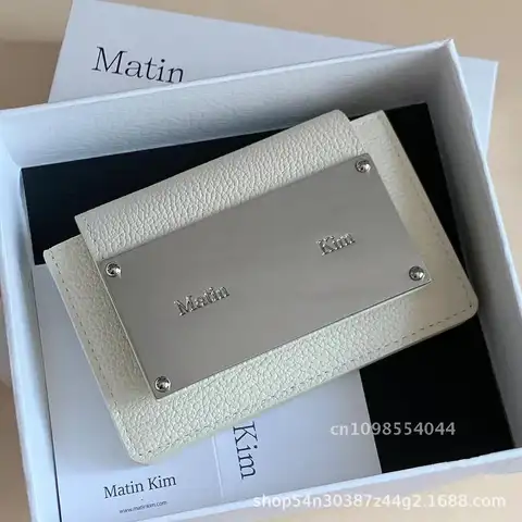 Matin Kim 한국 디자이너 정품 가죽 동전 지갑 캐주얼 의상을 위한 클래식 단순 도시 미니멀리스트 솔리드 컬러 지갑