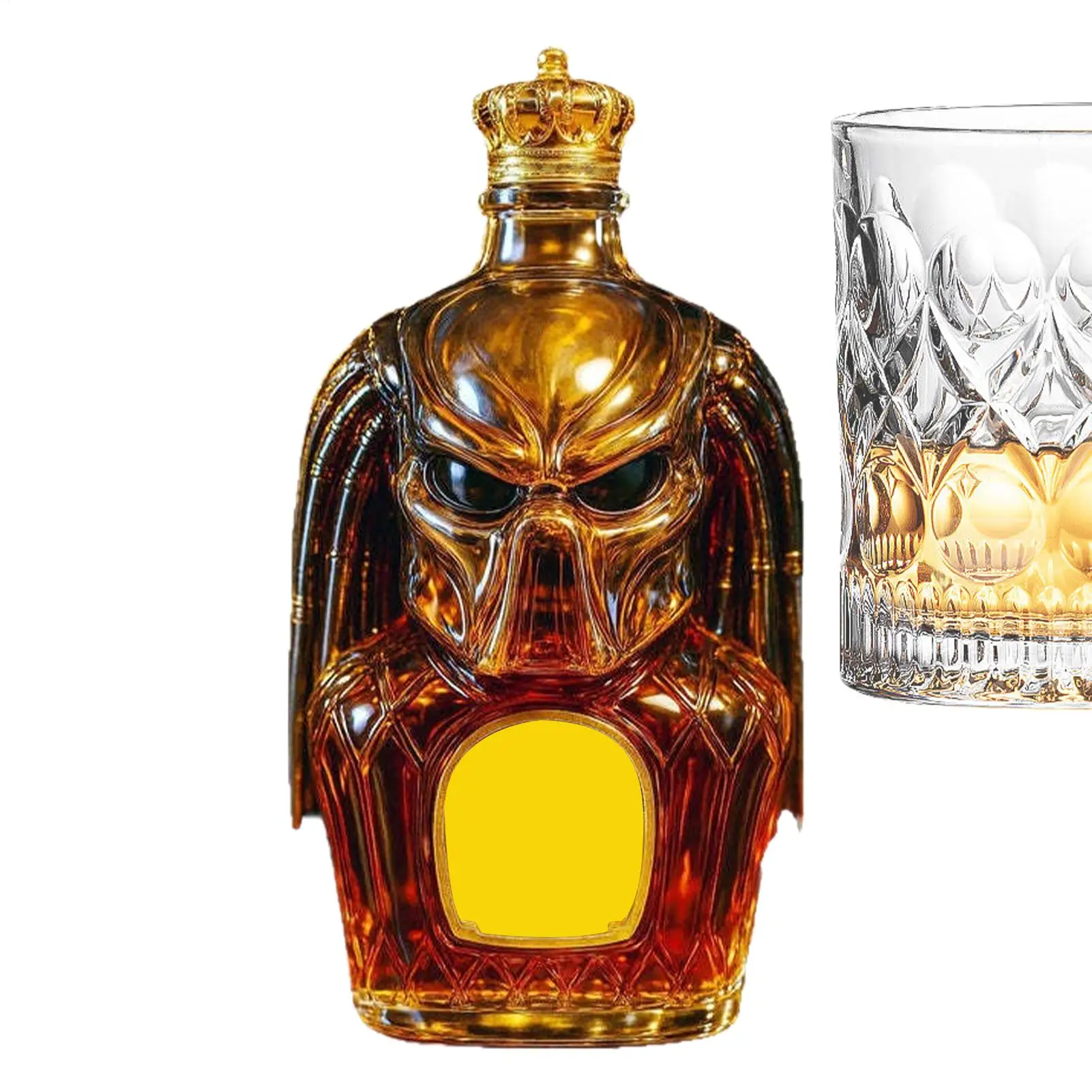 

Glass Liquor Bottle 300ml Decanters For Alcohol Airtight Lid 3D Design Empty Container For Wine Beverages Home Cellar Gathering