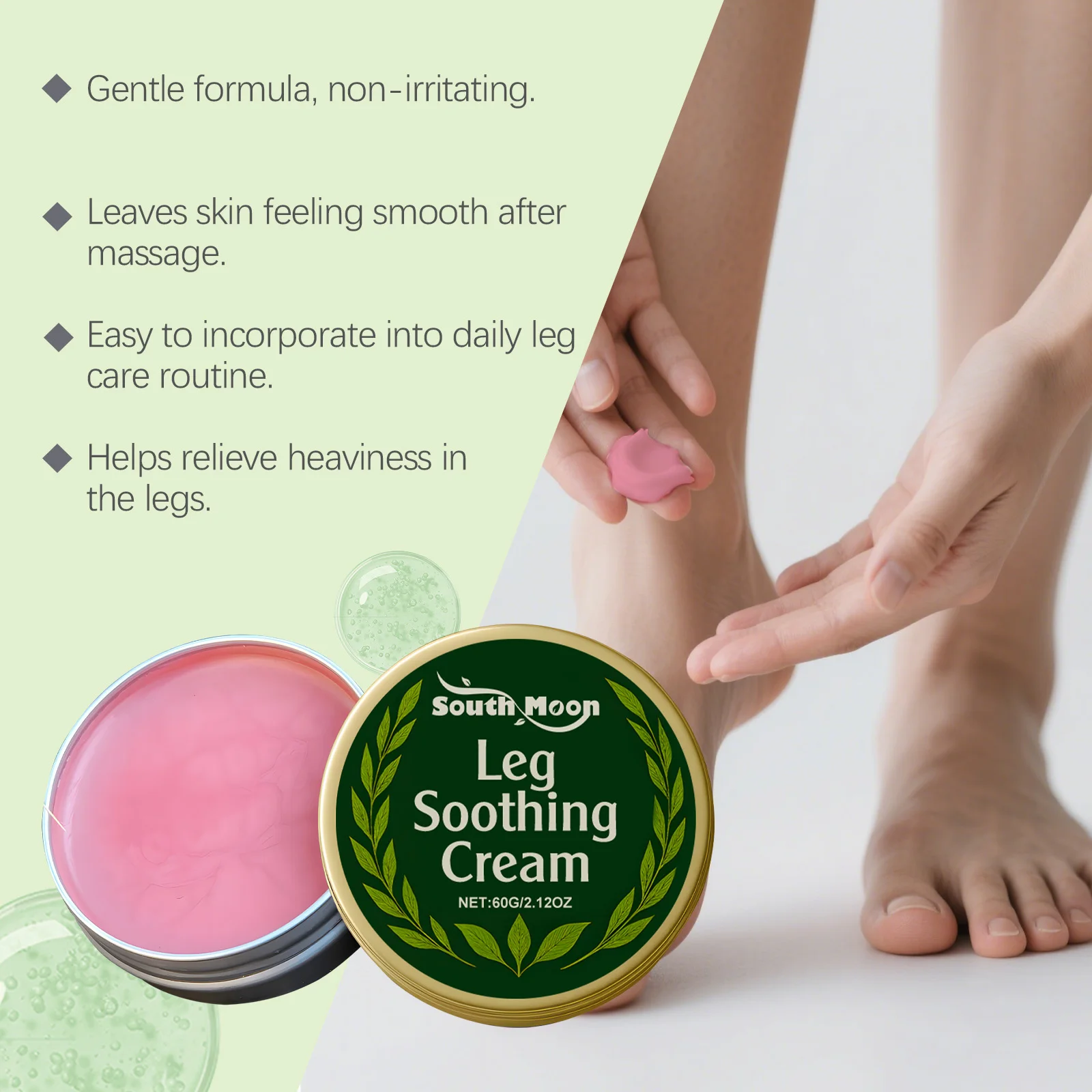 كريم مهدئ للساق يحسن الدوالي ويحسن العناية بالساقين المتعبة وينعم ويغذي البشرة وهو مناسب للاستخدام اليومي