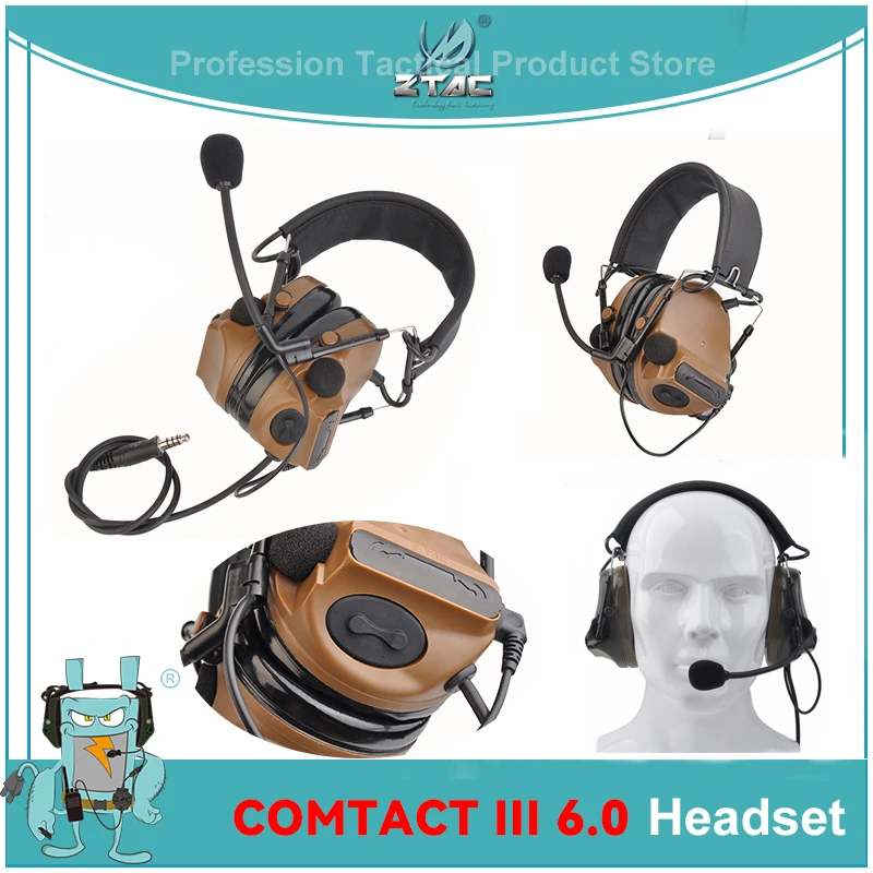 Z-TacTactical Pelto ComtacIII Headset Noise Reduction Pickup Airsof Accessorie Active Headphon Military For Hunting Shooting