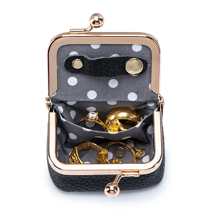 Small Diamond Ring Jewelry Bag Mini Coin Purse, Solid Color Kiss Lock Coin Bag, Casual Style Women's Small Storage Bag