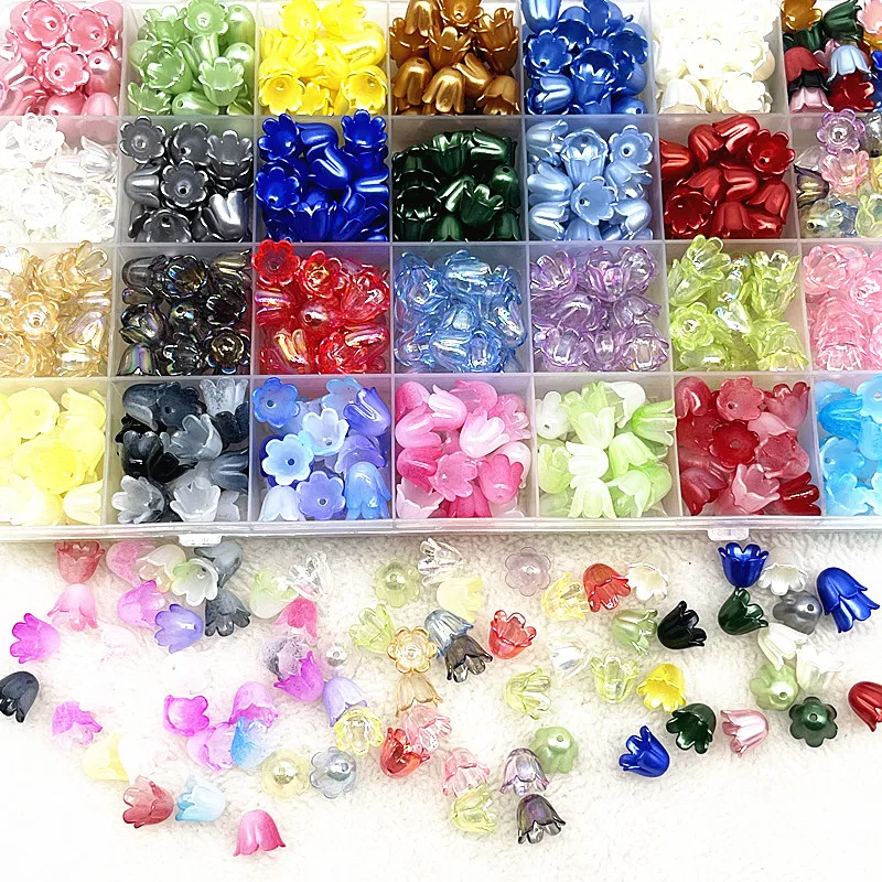 New 50pcs10x11mm Acrylic Convallaria Majalis Beads Caps Jewelry Findings Charms Bracelets Spacer Beads for Jewelry Making