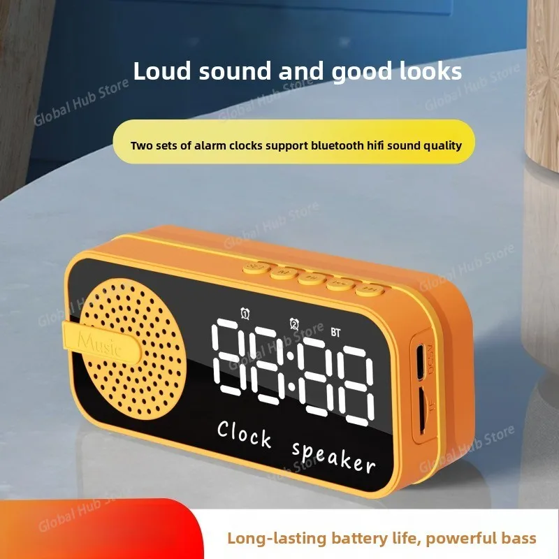 Bluetooth Speaker with Hd Mirror Display Alarm Clock with Tf Cardportable Wireless Speaker for Bedroom, Home Office and Travel