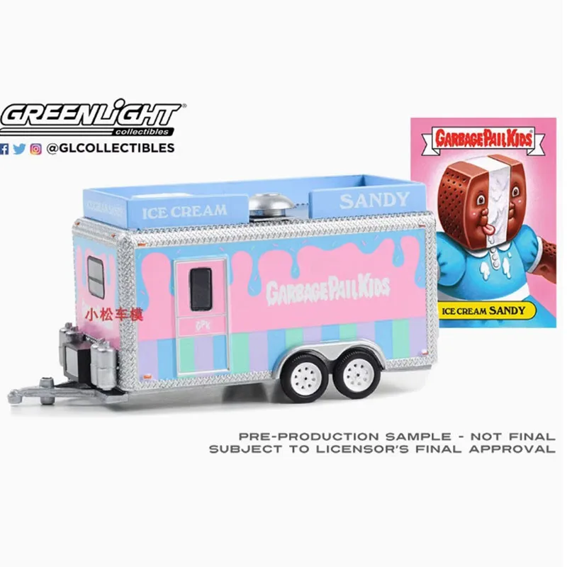 

Greenlight литой под давлением 1/64 розничный прицеп для мороженого, модель автомобиля из сплава, статическая коллекция, украшенные праздничные подарки, игрушки