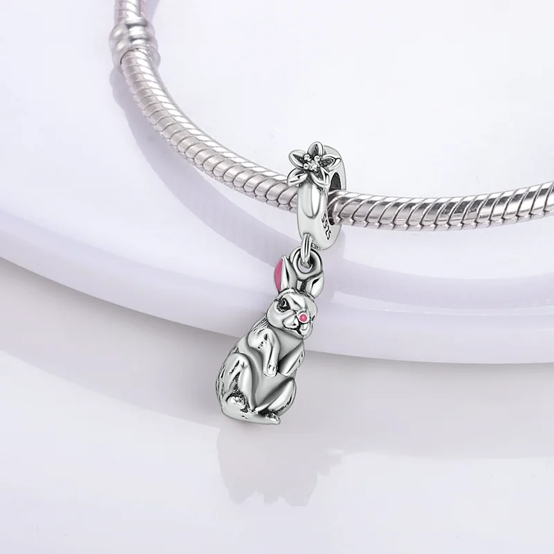 Animal Series Dangle 925 Sterling Silver Rabbit Border Collie Parrot Schnauzer Bead Charms Fit Original Bangle Bracelet Jewelry