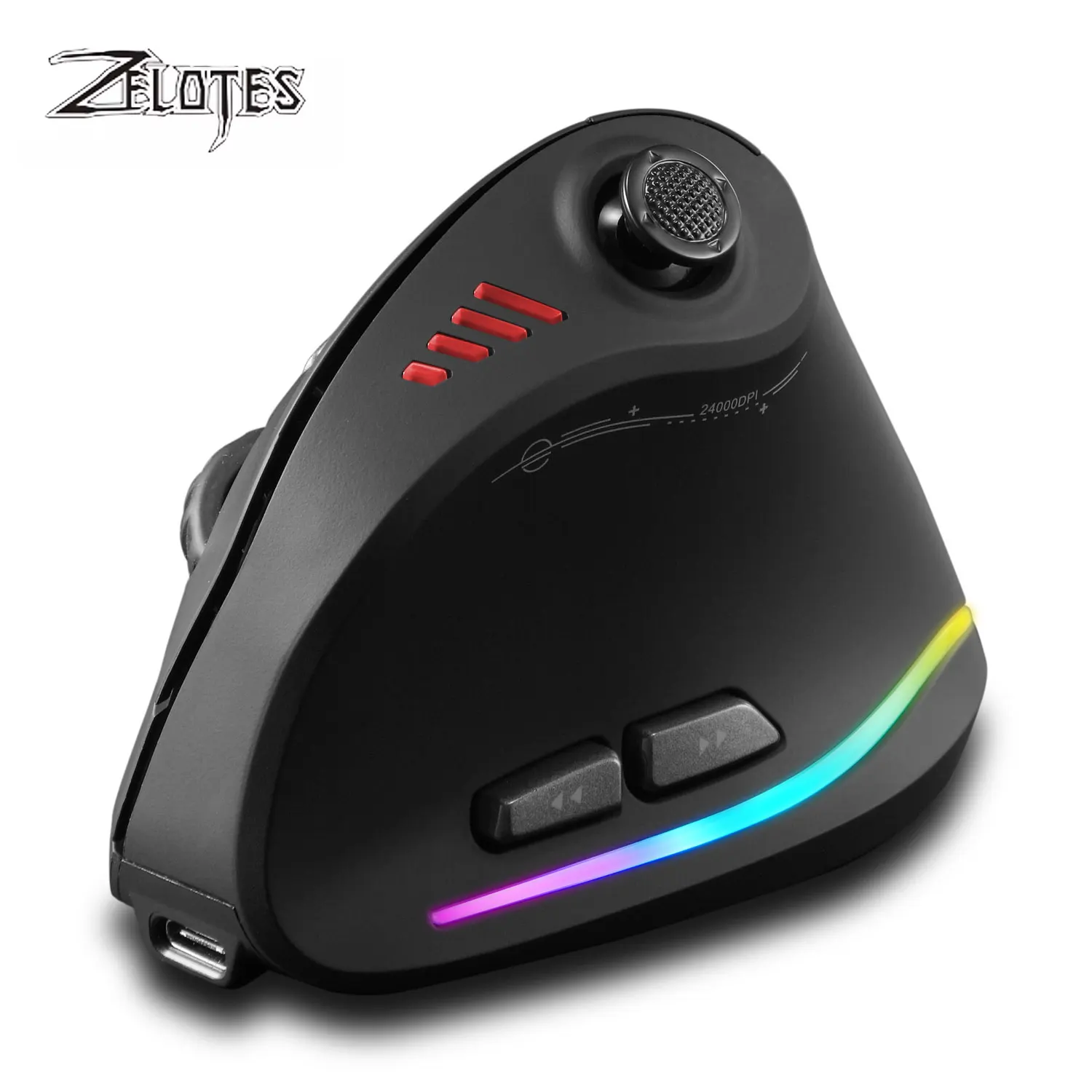 

ZELOTES F18 Vertical Ergonomic Mouse Mute 2.4G Wireless Mouse Bluetooth 24000DPI w/ Programming Gaming Mouse for Computer Laptop