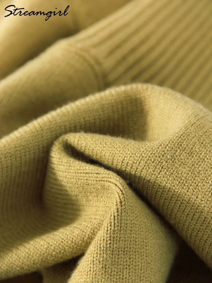 Green Warm Turtleneck Sweater Women Oversized Autumn Winter Knitted Pullovers Lady Basic Jumpers Turtleneck Sweaters Female - view 5