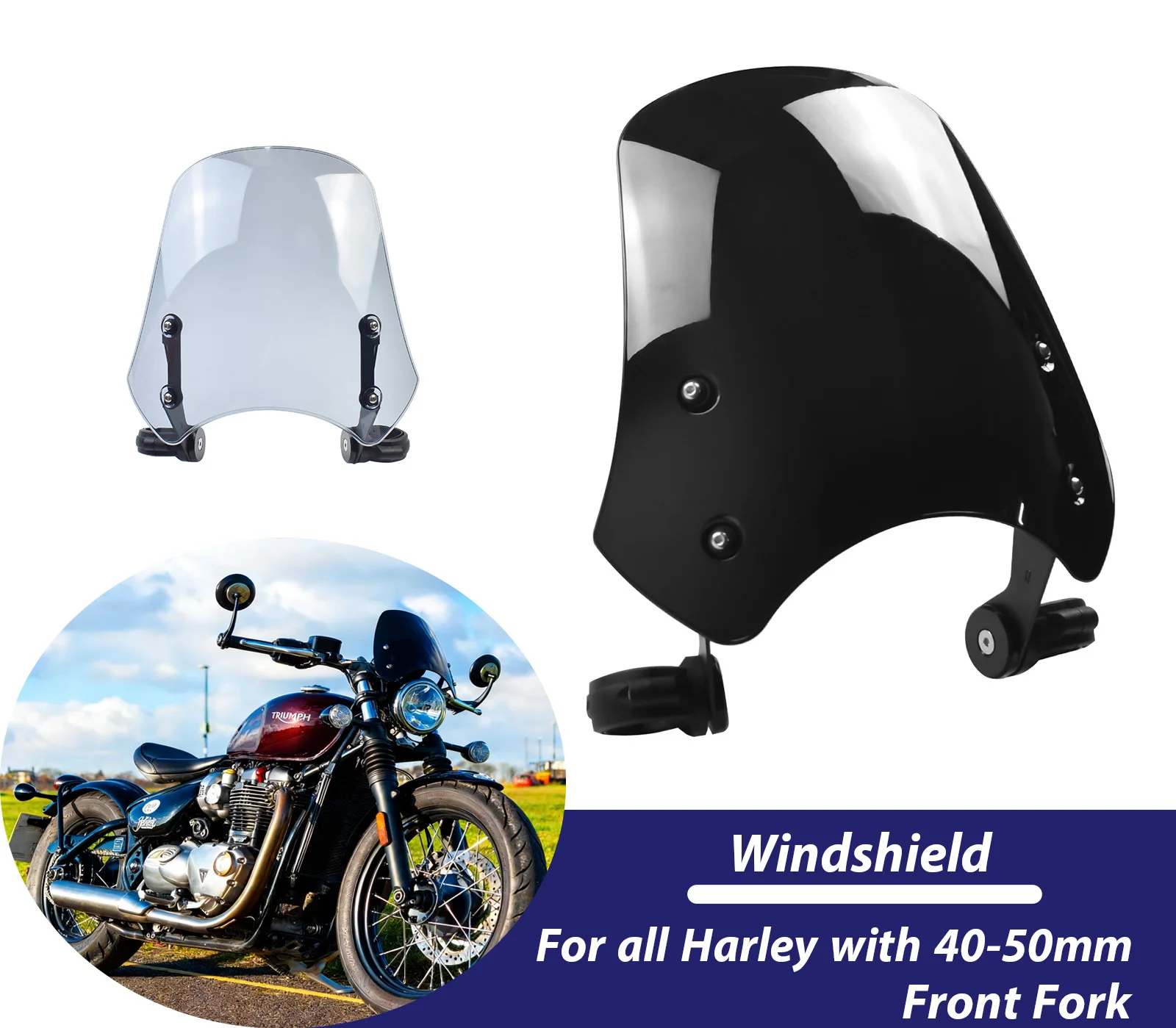 Motorcycle Windscreen Windshield For Harley FXDC Wide Super Glide 40-50mm Front Fork Air Wind Deflectors Shield Accessories