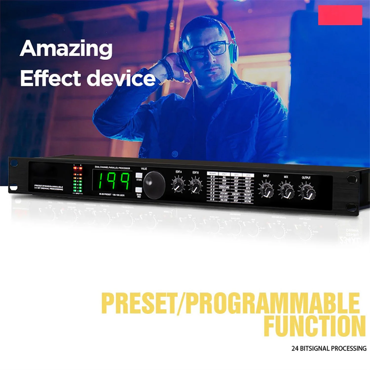 Procesador DSP de reverberación Digital profesional, GAX-4II, ecualizador de Audio, micrófono vocal, multiefecto