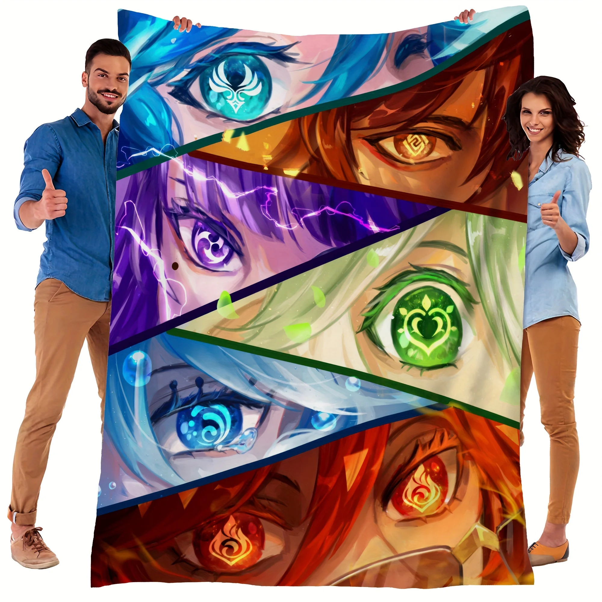 

Glam Anime Figure Blanket, Four Seasons Reversible Flannel Blanket, Digital Print Soft Warm Multi Purpose Office Nap Blanket