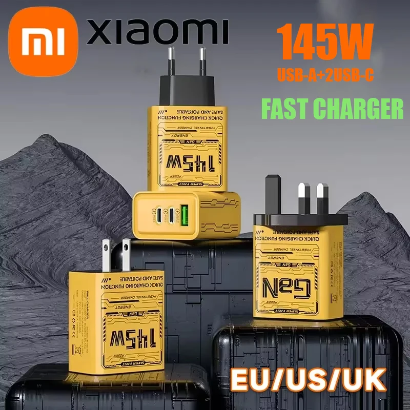 Xiaomi 145W PD USB Зарядное устройство Super Quick Charge Быстрое зарядное устройство для телефонов Адаптер для iPhone Samsung Huawei Xiaomi 3 порта ЕС США Великобритания