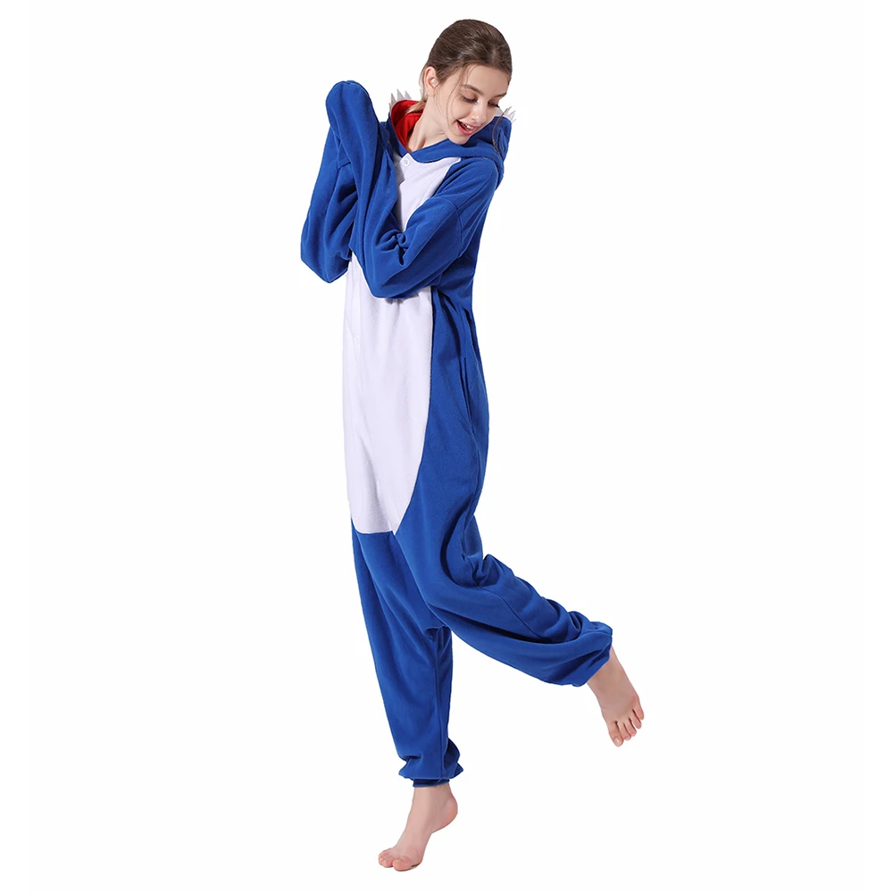 Pijama de mono de tiburón azul, unicornio Kigurumi, nuevo Animal, hombres, mujeres, adultos, dibujos animados, disfraces suaves para fiesta de