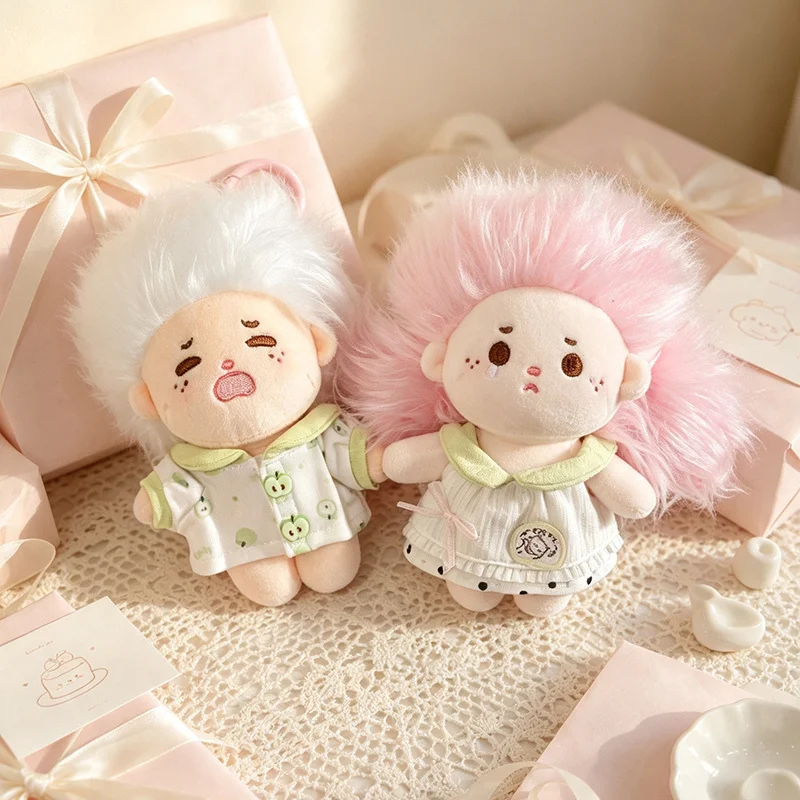 Cute Fluffy Hair Rag Doll Plush Keyring Adorable Expression Dressable Mini Doll Backpack Pendant Kawaii Doll Key Chain Gifts