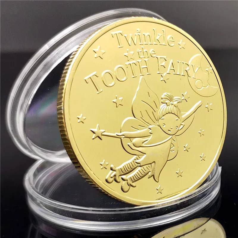 10PCS Cartoon Tooth Fairy Commemorative Coins Birthday Christmas Tooth Replacement Children's Reward Gifts