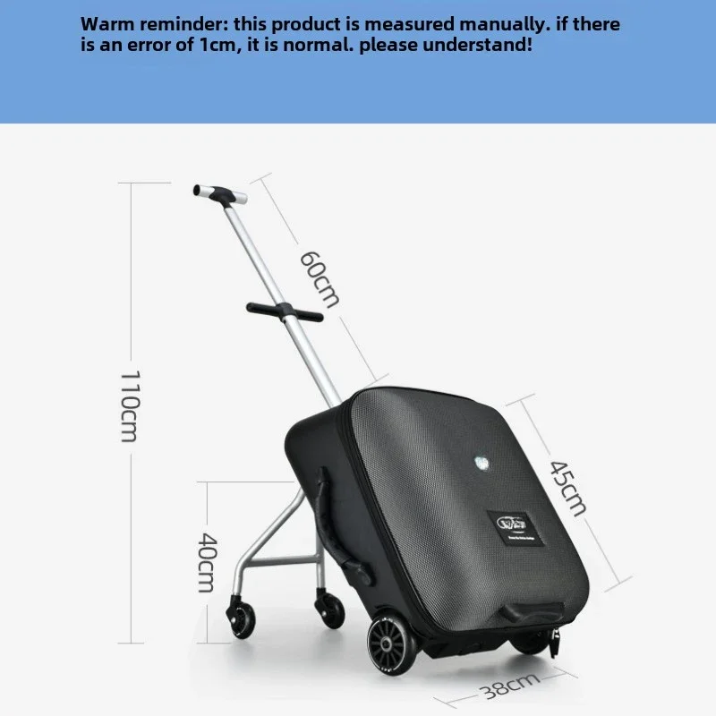 New Design Lazy Sit on Scooter Luggage Girls and Boys Carry on Travel Suitcase Bag Boarding Skateboard Creative Trolley Case