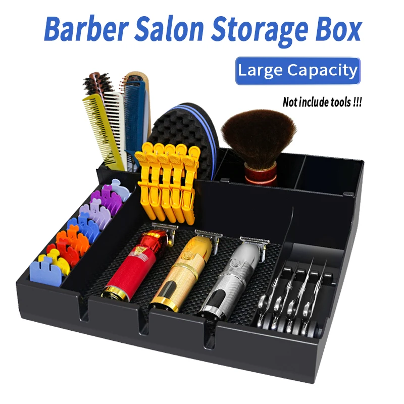 Professional Salon Barber Tools Storage Box Electric Hair Clipper Combs Holder Case Large Capacity Hairdresser Accessories Tray