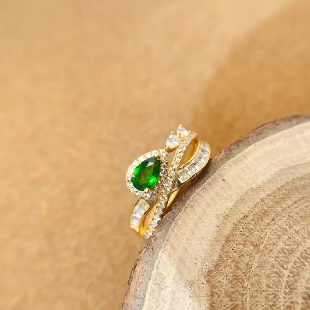 

KJJEAXCMY Premium Natural Diopside New Ring S925 Sterling Silver Lustrous Elegant Simple Design High-End Jewelry Bestseller