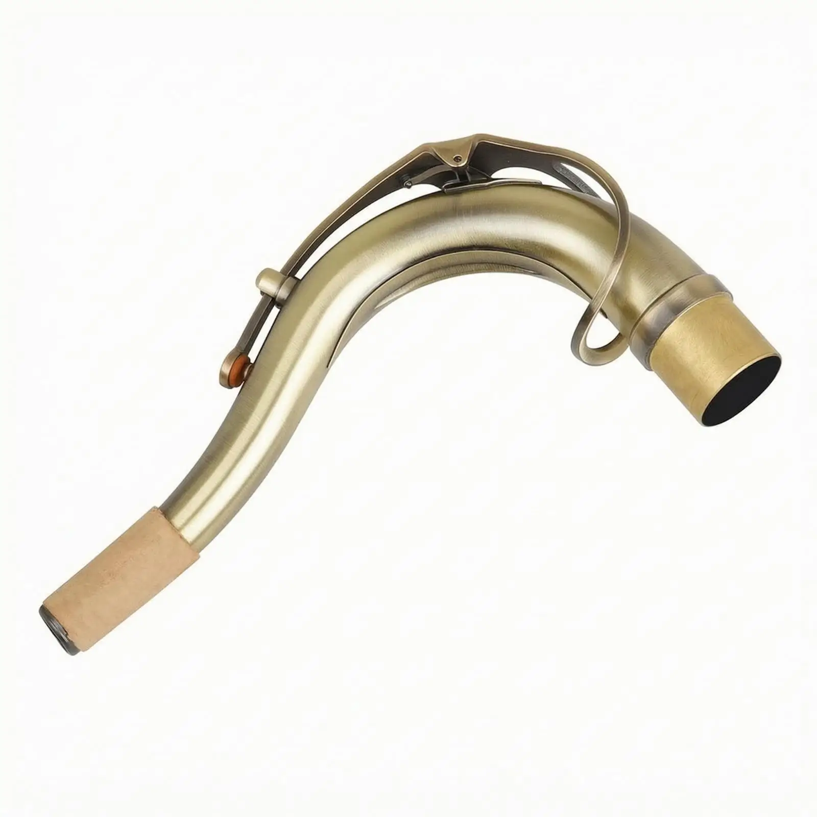Hand Polished Brass Saxophone Neck for Tenor Instrument with Curved Swan Shape and Cork Fittings