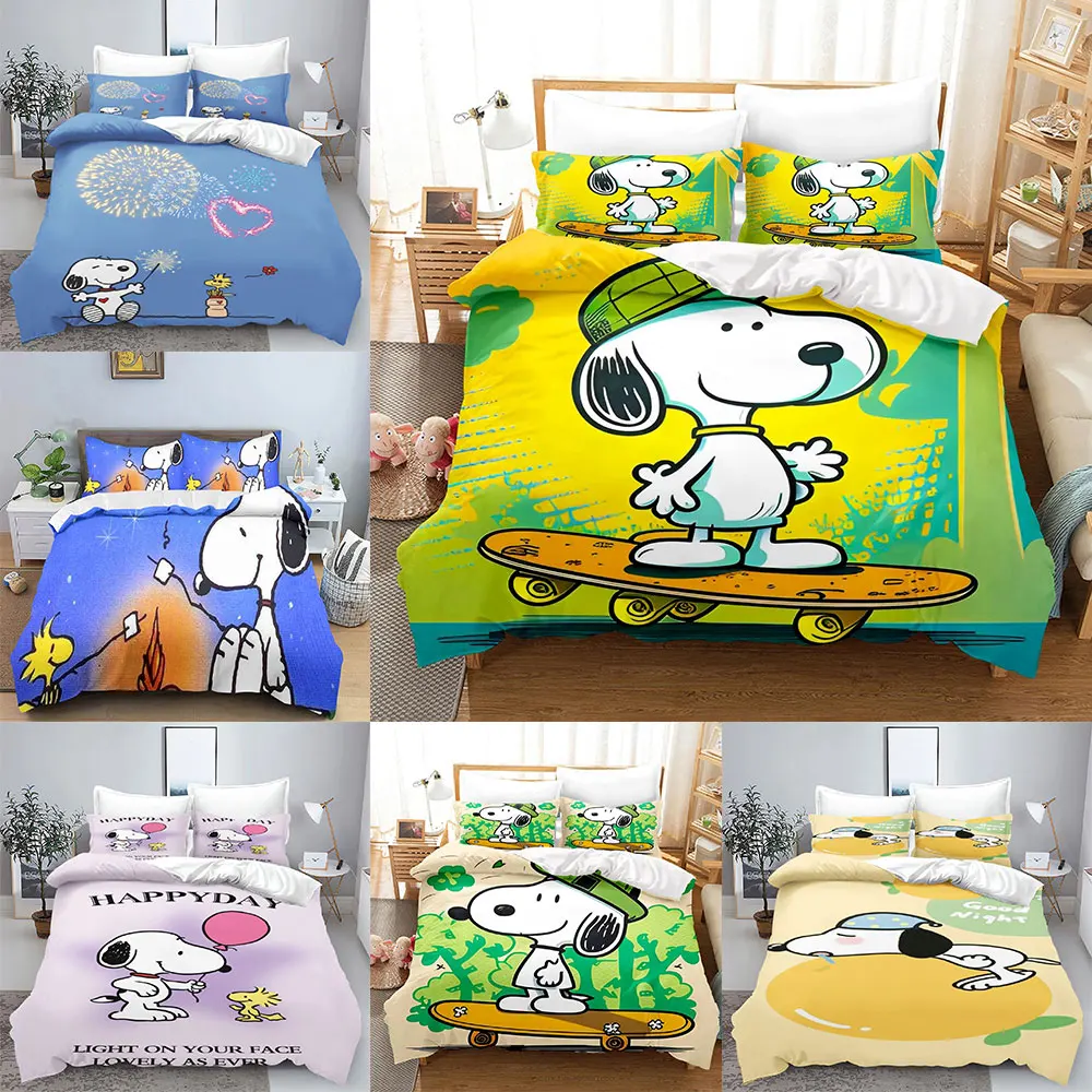 

Cartoon Snoopy Bedding Sets Soft Comforter Cover Bed Cover Duvet Cover Pillow Case 2-3 Pieces Sets for Kids Adult