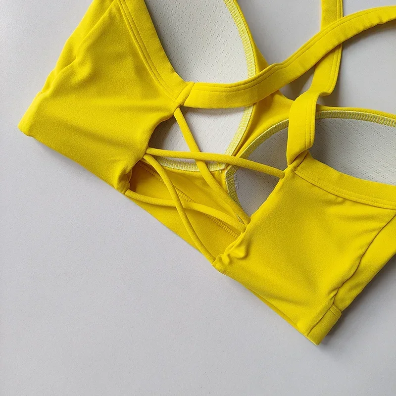 Slim Shoulders Bras Yoga Vest Fixed Cup Medium Intensity Sports Underwear Suspender Beauty Back Shock-proof Integrated Chest Pad