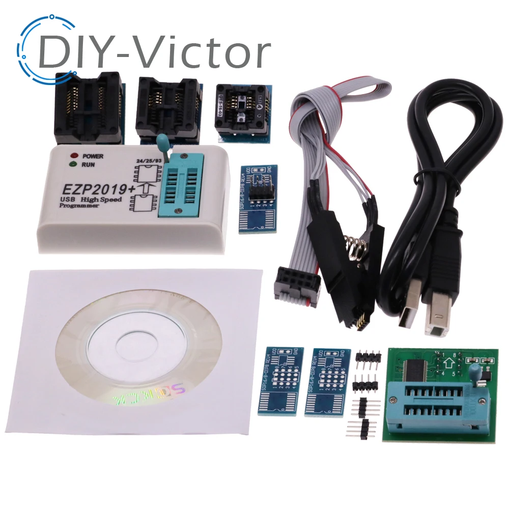 EZP2019 EZP2019+ USB szybki programator SPI obsługa 24 25 93 EEPROM 25 Flash BIOS Chip + 5 gniazd pełny zestaw