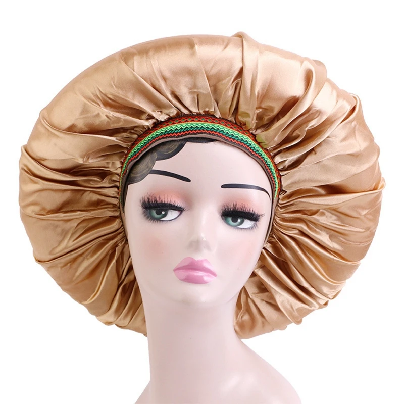Ethnic Elastic Shower Solid Color Night Turban Hat for All Seasons