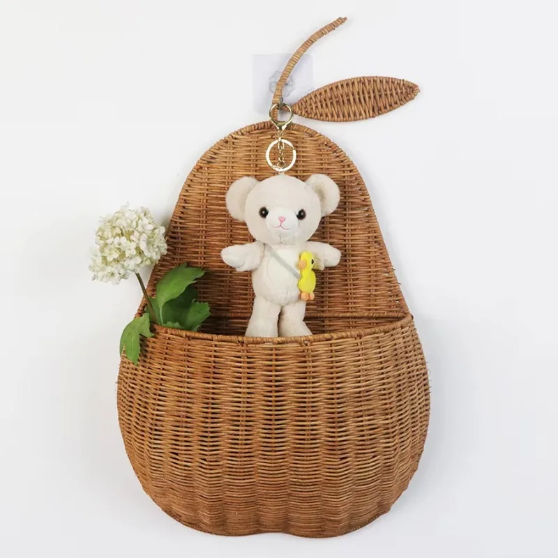 

Handwoven Rattan Wall Basket Fruit-Shaped Storage Basket Decorative Wall Hanging Organizer Natural Fiber Home Decor