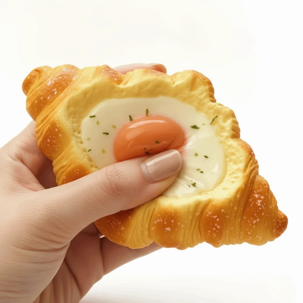Simulated Simulated Egg Toast Squeeze Slow Rising Prank Decoration Bread Squishy Realistic Soft Elastic Sensory Fidget Bread