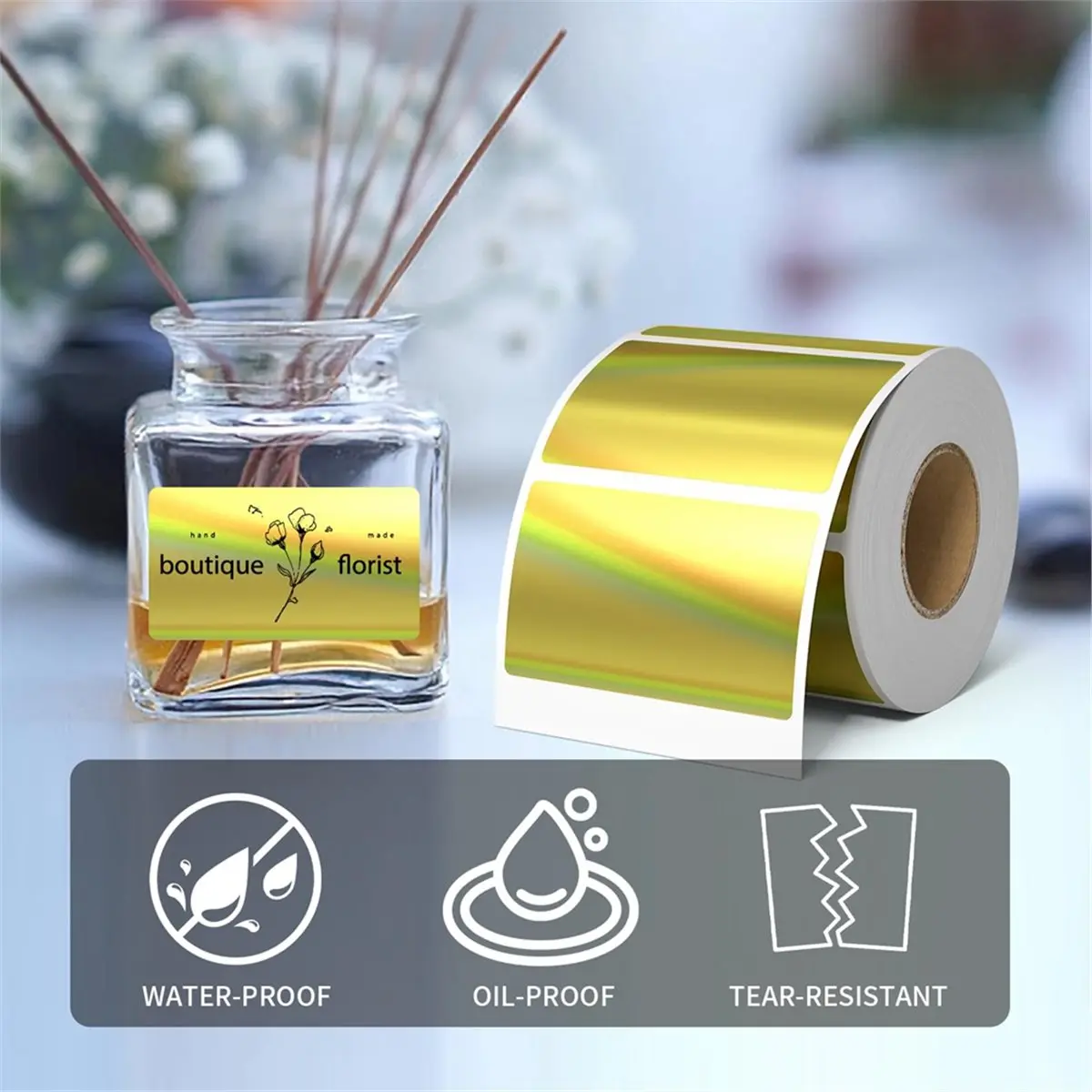 618 Mega Sale Gold Laser Thermal Labels, Thermal Self-Adhesive Labels Waterproof Printed Barcode Labels Round 50x50mm