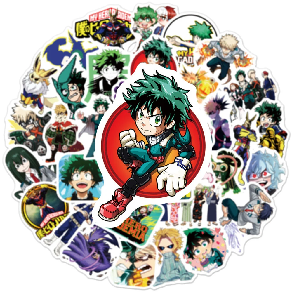 Autocollants waterproof du dessin animé My foreAcademia pour enfant, stickers, Midoriya Izuku, All Might, pour ordinateur portable, téléphone,