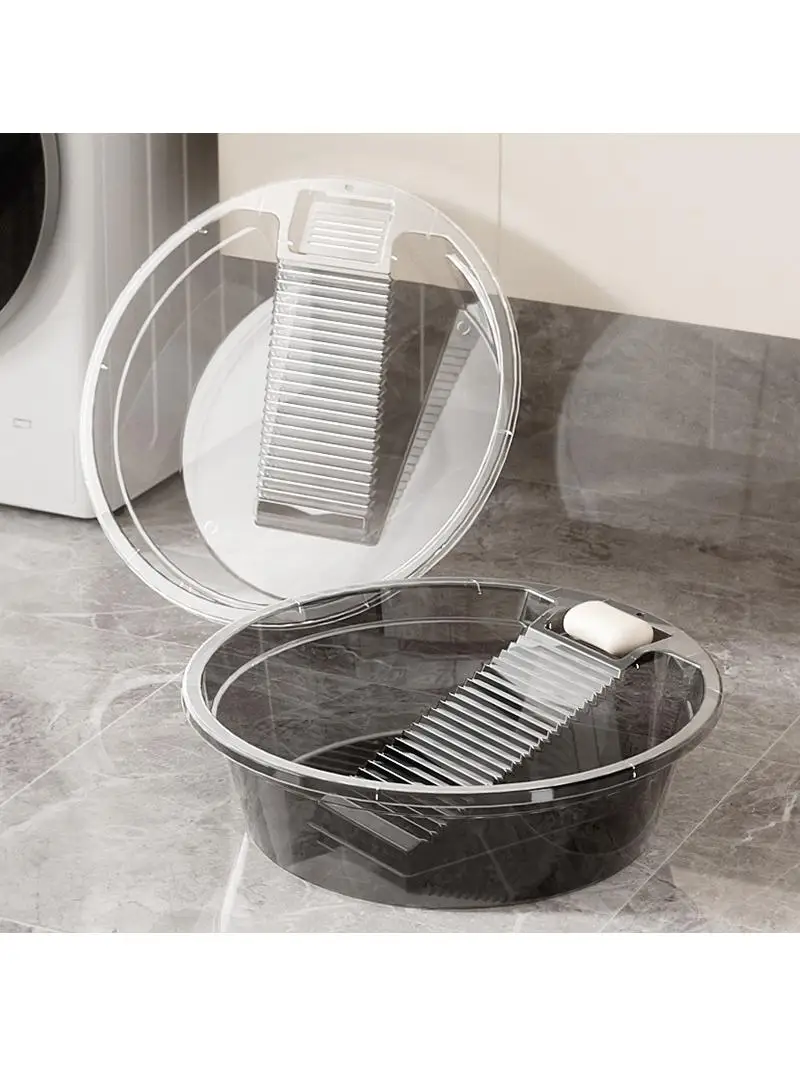 

Large Size Plastic Waing Basin with Scrub Board for Dormi Home Batoom Thiened Laundry Buet Fly Cleaning Tool