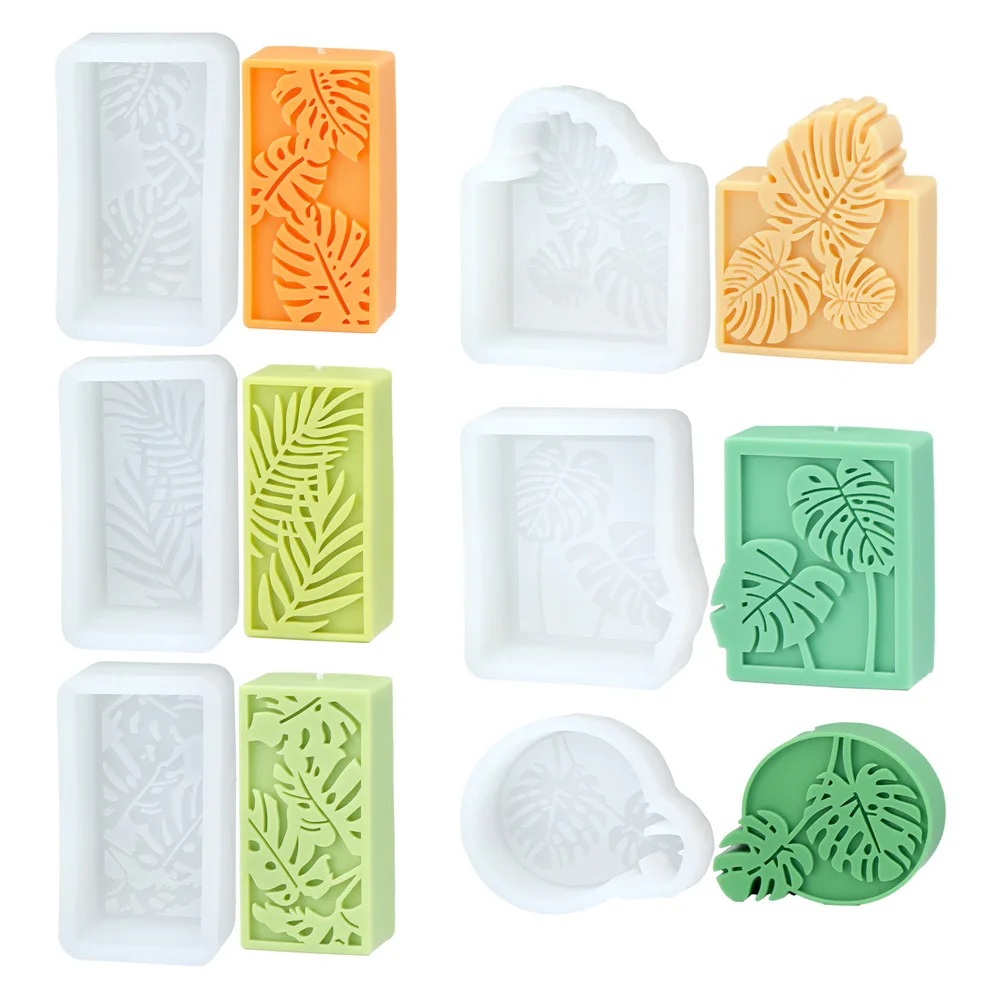 

Embossed Turtle Back Leaf Silicone Molds Rectangular Soap Mold Creative Leaf Scented Candle Resin Mold Interior Decoration