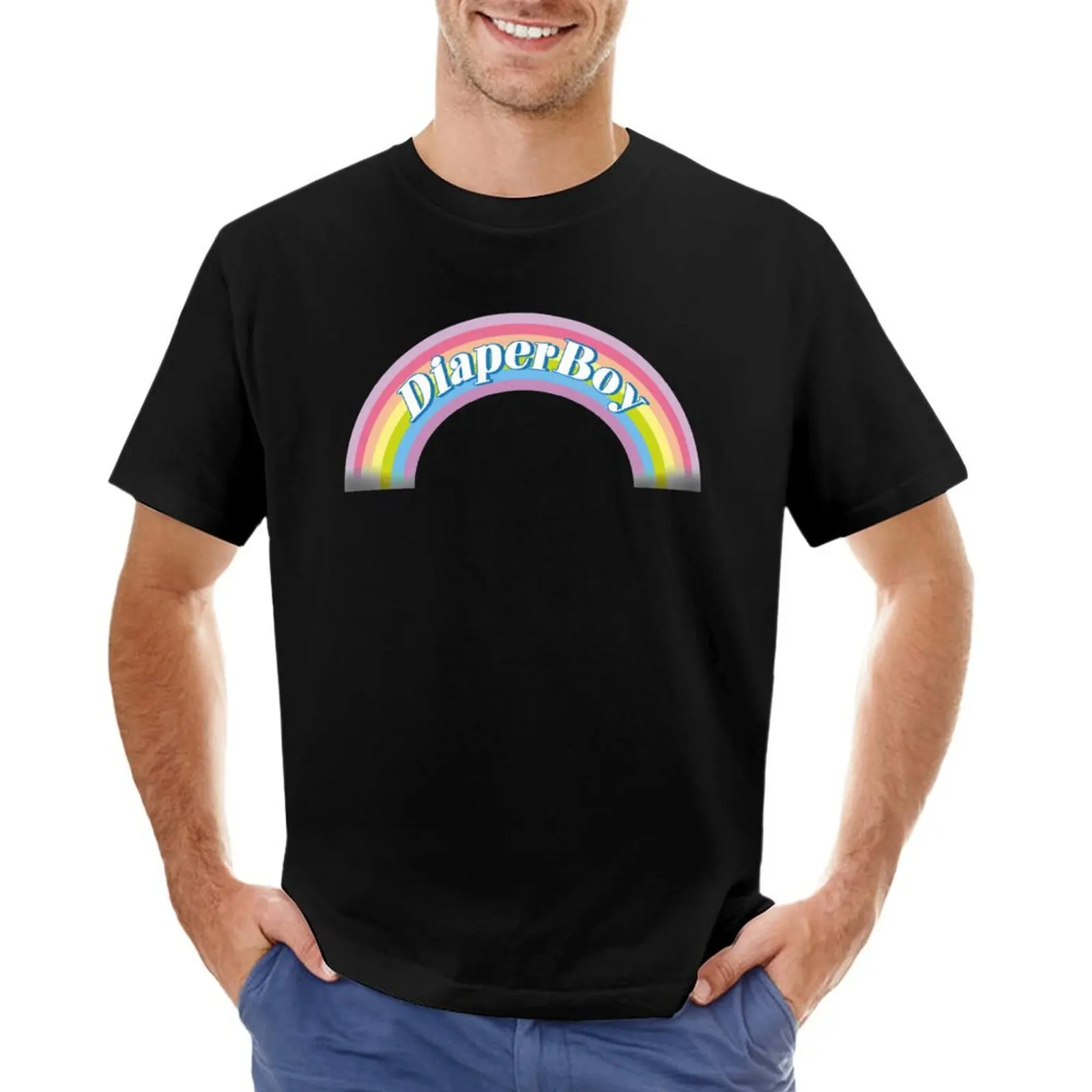 Diaper Boy - rainbow T-Shirt custom shirt anime korean fashion kawaii clothes plain black t shirts men