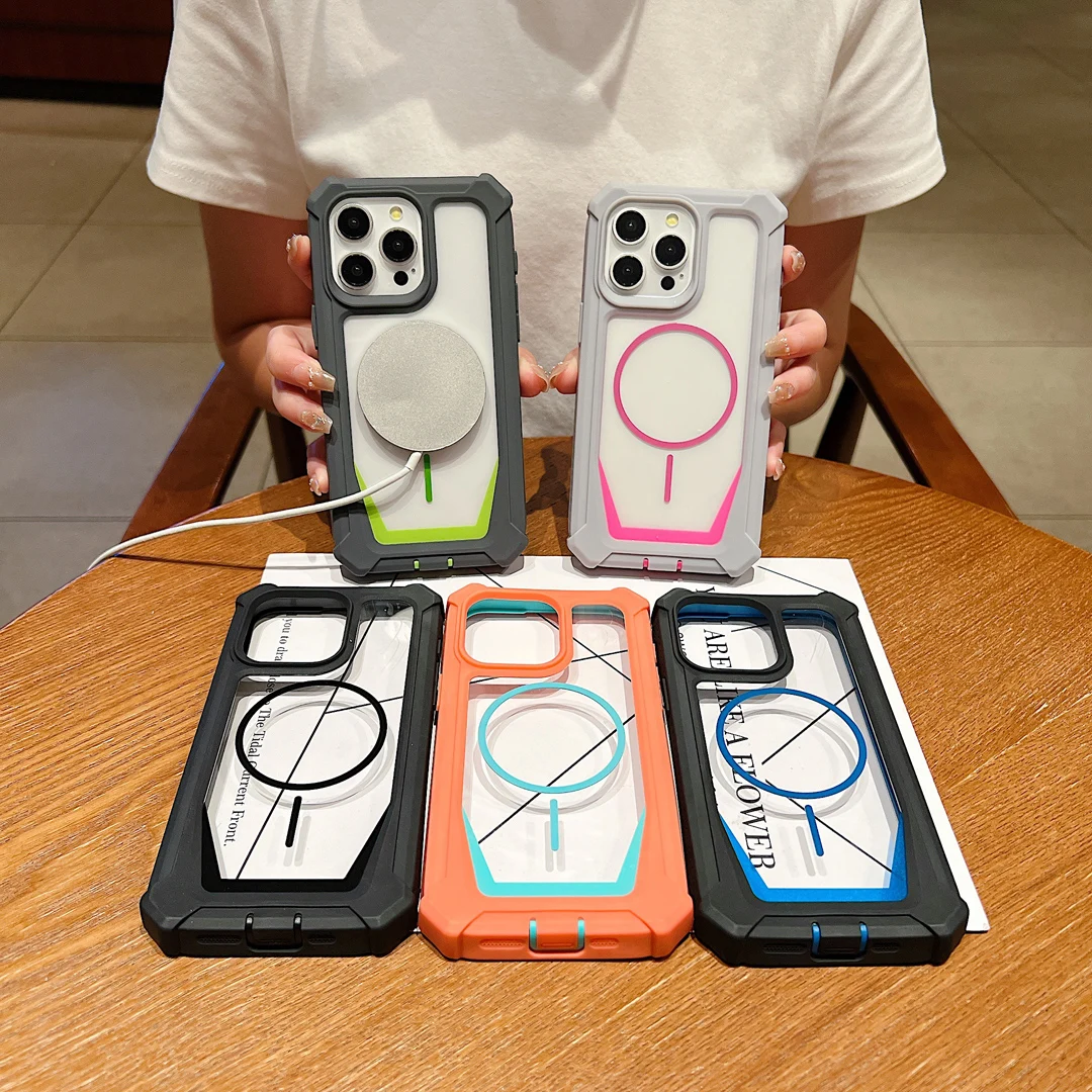 

Dustproof Four Corner Anti-Drop Rugged Armor Case For iPhone 11 12 13 14 15 16 17 Pro Max Plus Magnetic Wireless Charge Cover