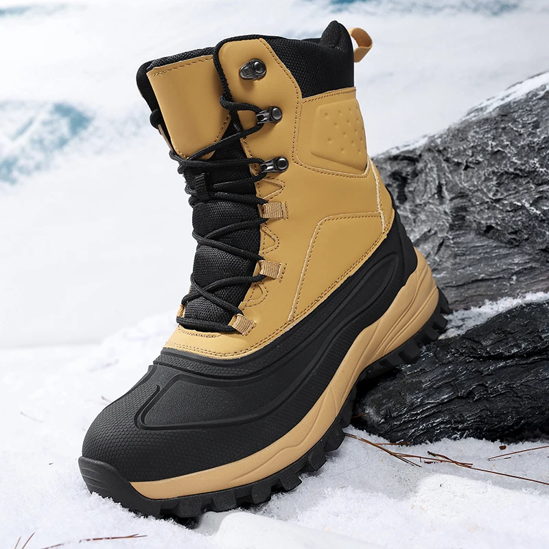 

Winter Men Snow Boots Outdoor Warm Ankle Boots Non-slip Waterproof Man Hiking Climbing Boots Comfortable Cotton Boots Work Boots