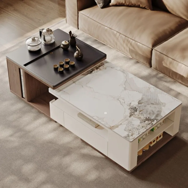 

tea integrated small apartment living room retractable kung fu tea table light luxury high-grade rock board small tea table