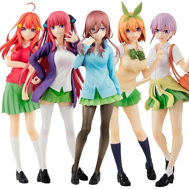 Hot Anime The Quintessential Quintuplets Figure School Uniform Pleated Skirt Standing Nakano Miku Model Static Action Toys 18cm