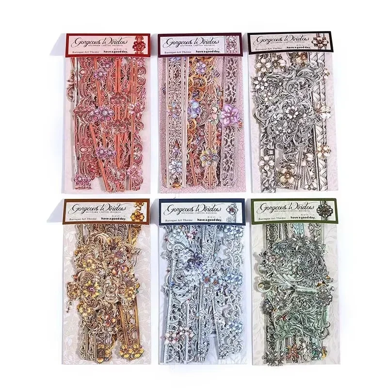 20Pcs Sheets handicrafts pack glazed window Baroque style DIY Daily Handbook material stickers Stationery Scrapbook 161*80mm