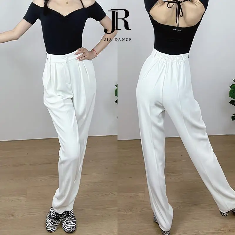 맞춤형 라틴 댄스 드레스 슬림핏 바지 날씬해 보이는 루즈핏 하이웨이스트 바지 국가 표준 댄스 바지 124