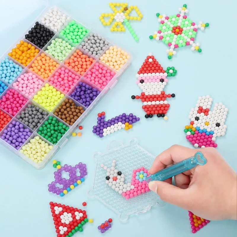 1000/2200 Stück Handgefertigte Magische Wasser-Schmelzperlen Kreative Perlen Farbige Kristallperlen Puzzle-Bastelset mit Zubehör