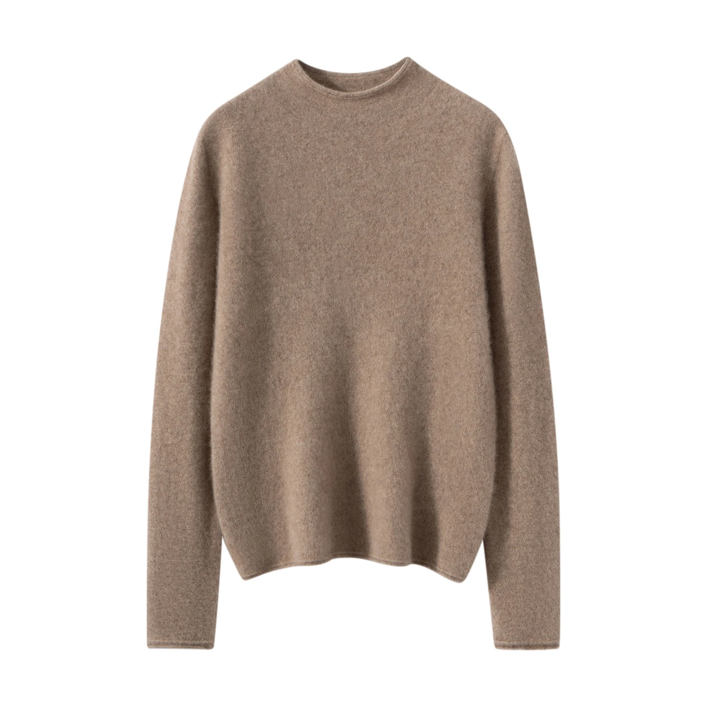 Feminino 100% pulôver de caxemira pura casual cor sólida camisola de malha solta semi alta pescoço básico feminino jumper para o calor