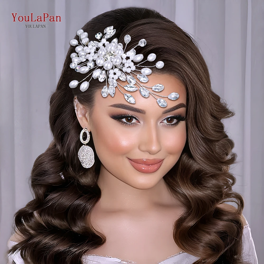 YouLaPan-peineta para el pelo con perlas de cristal para boda, horquilla con diamantes de imitación ostentosos, Tiara para mujer, accesorios para el cabello de novia, regalo HP836