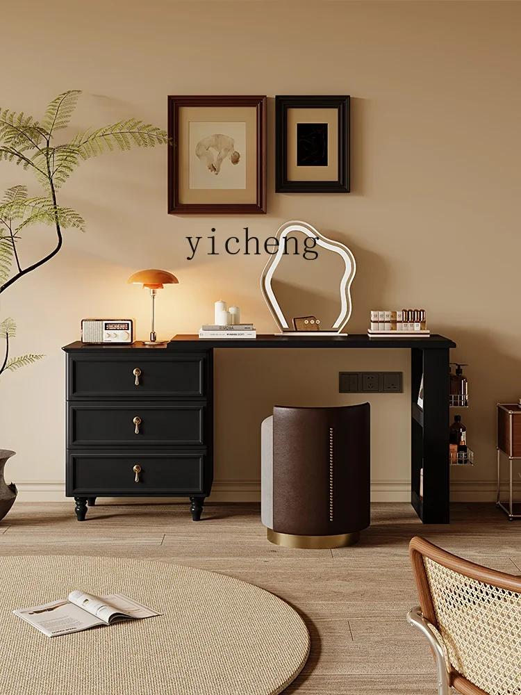 

A-2 retro dresser, chest, integrated telescopic desk, corner makeup table, cloud mirror, black storage cabinet