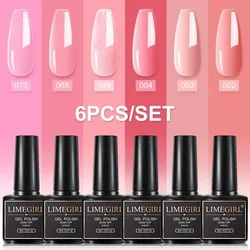Limegirl 6Pcs/Set Gel Nail Polish Kit Black White Red Fashion 6 Colors UV LED Nail Art Gel Semi Permanent Varnish Set