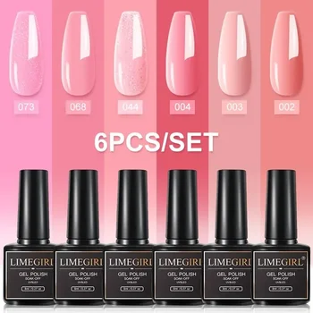 LIMEGIRL 6 Pçs/set Gel Unha Polonês Kit Preto Branco Vermelho Moda 6 Cores UV LED Nail Art Gel Conjunto de Verniz Semi Permanente